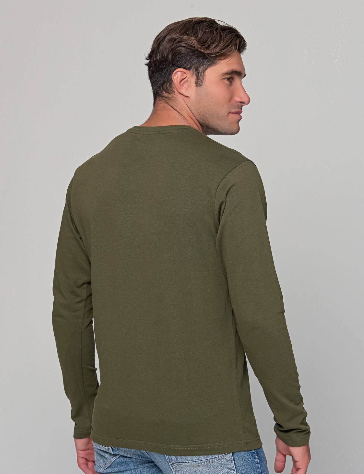 Us Grand Polo ανδρική χακί μακρυμάνικη μπλούζα με τύπωμα UST541Q φωτογραφία